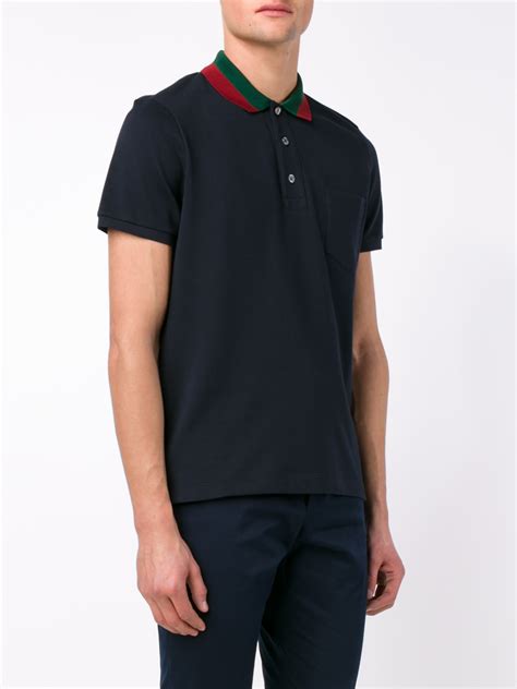 gucci blue and red striped shirt|dark blue Gucci shirt.